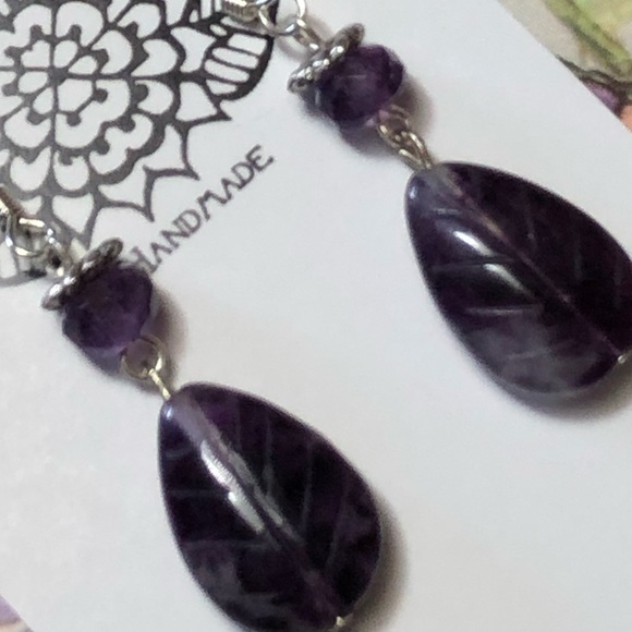 Purple Fleurite Earrings - Picture 5 of 8